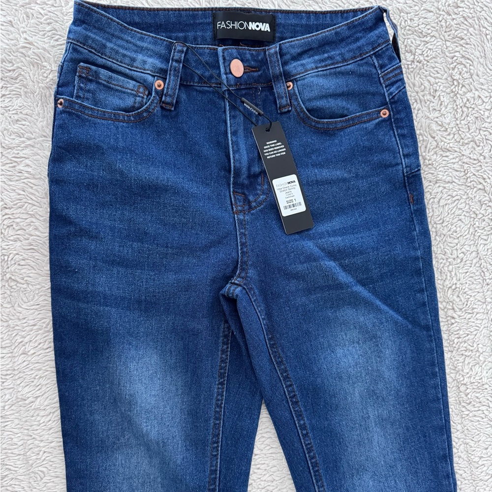 Fashion Nova Dark Blue Skinny Jeans